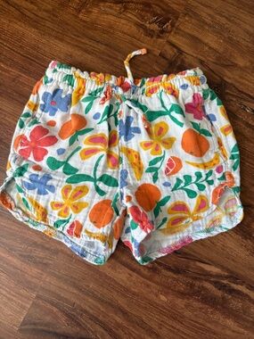 Old Navy White Multi Floral & Fruit Drawstring Shorts